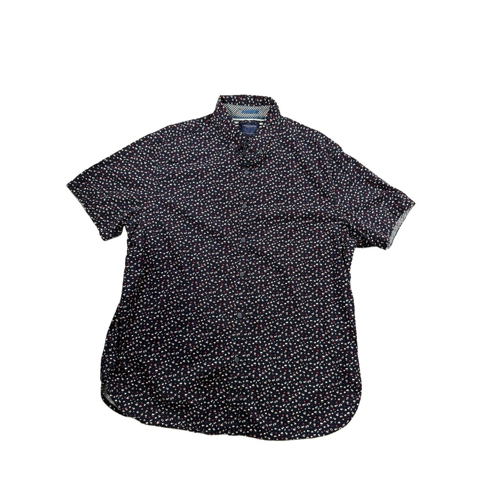 Denim & Flower Men's Shirt Ricky XL Black Red Floral Button Down Soft